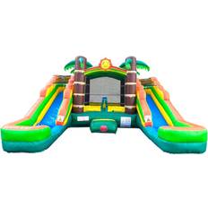 Toys Crossover Tropical Inflatable Bounce House with Double Water Slides