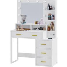 White Dressing Tables Tiptiper Large Vanity Dressing Table 15.7x36.2"