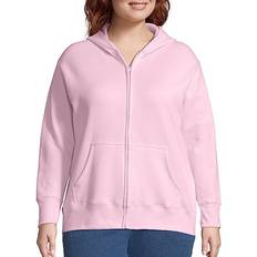 Just My Size Women's Zip-Up Fleece Hoodie Plus Size - Pale Pink