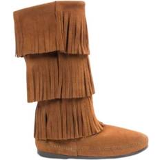 Low Heel High Boots Minnetonka 3-Layer Fringe - Brown