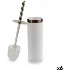 Silver Toilet Accessories Berilo BP15-005R-2 White Silver Plastic Toilet Brush Set 9,5 x 38,5 x 9,5 cm