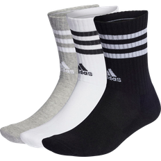 adidas 3-Stripes Cushioned Crew Socks 3 Pairs - Medium Grey Heather/White/Black