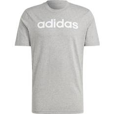 Grigio - Uomo Magliette & Canotte Adidas Essentials Single Jersey Linear Embroidered Logo T-shirt - Medium Grey Heather