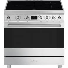 5 Quemadores Cocinas Smeg Cocina Inducción C9IMX2 90 cm 5 Zonas Acero inoxidable, Negro