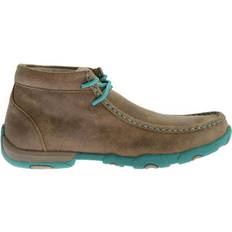 Slip-On - Women Chukka Boots Twisted X Chukka Driving Mocs - Brown/Turquoise Leather