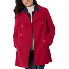 Woman Within Women Coats Woman Within Wool-Blend Double-Breasted Peacoat - Classic Red