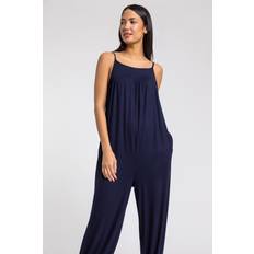 Cuello Redondo Monos Roman Strappy Full Length Jersey Jumpsuit in Navy