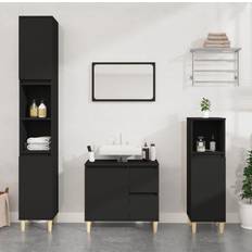 Muebles de Baño vidaXL Armario De Baño Madera Contrachapada Negro 65x33x60 cm