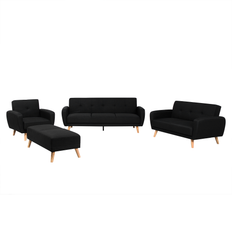 Black - Sofa Set Sofas Beliani Fabric Living Room Set Black Florli Sofa 2pcs