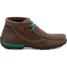 Slip-On - Women Chukka Boots Twisted X Chukka Driving Mocs - Brown/Turquoise Side Stitching