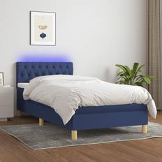 Regolazione della Temperatura Letti vidaXL A Molle Con Materasso E LED Blu 90x200 cm In Tessuto Letto Continentale