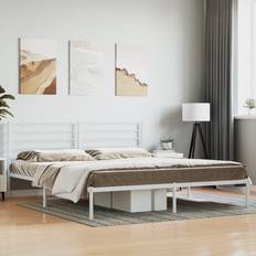 vidaXL Metal Bed Frame with Headboard 193 x 203 cm White