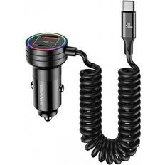 Biloplader 60W Car Charger with Spring Cable