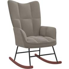 Grey Rocking Chairs vidaXL Light Grey Velvet Rocking Chair