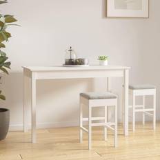 vidaXL White, 110 Solid Wood Pine Dining Table 110cm