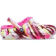 Crocs Kid's Classic Lined Marbled Clog - Electric Pink/Multi