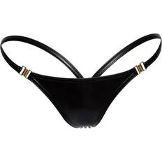Noir Handmade Powerwetlook G-Streng med Guldspænder S
