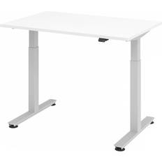 Steel Writing Desks Hammerbacher WxD 1200 x 800 mm White Aluminium Silver Writing Desk