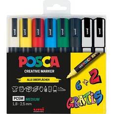 Faber-Castell 8 uni-ball POSCA PC-5M Acrylstift farbsortiert 1,8 2,5 mm