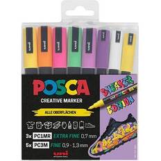 8 uni-ball POSCA Sneaker schwarz Acrylstift farbsortiert 0,9 1,3 mm