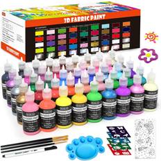 Shuttle Art fabric paint set 45 colors 3d permanent paint with brushes palett