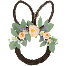 Northlight 15 Bunny Ears Floral Twig Wreath Easter Decoration