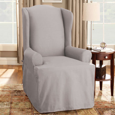 Sure Fit Solid Duck Cloth Wing Loose Chair Cover Gray