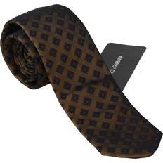 Brune - Herre Slips Dolce & Gabbana Mens Black 100% Silk Square Print Wide Necktie Multicolour One