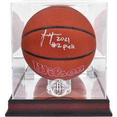 Jalen Green Houston Rockets Autographed Wilson Team Logo Basketball with "2021 #2 Pick" Inscription & Mahogany Display Case