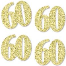 Big Dot of Happiness Gold glitter 60 no-mess real gold glitter cut-out numbers 60th confetti 24 ct