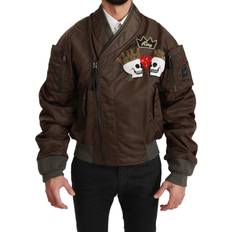 Dolce & Gabbana Jackets Dolce & Gabbana Brown Beaded Crown Skull Logo Men's Jacket