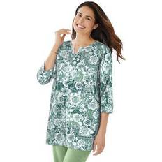 Woman Within Dresses Woman Within plus 7-day three-quarter sleeve notch-neck tunic