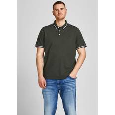 Jack & Jones Polotrøjer Jack & Jones Plus Size Paulos Tipped Pique Short Sleeve Polo Shirt Skovnatsgrøn