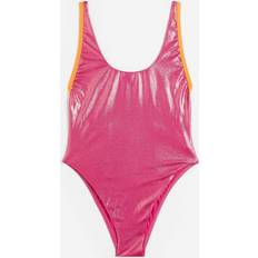 Speedo Pink ensfarvet multifunktionel badedragt med folieprint-Lyserød Pink røllike