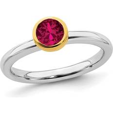 Solitaire Rings Harmony 1/2 Carat ctw Lab-Created Ruby Ring in Sterling Silver With Gold Plating