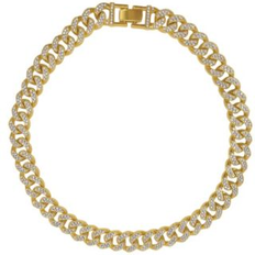 Adornia Women's Gold-Tone Plated Crystal Thick Cuban Curb Chain Necklace Yellow Yellow