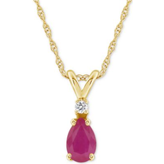 Celebration Gems 14K Gold Pear-Shaped & Diamond Pendant w/ Chain Gold