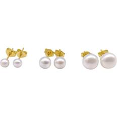 Adornia Freshwater Pearl Stud Set gold silver