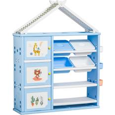 Orange Storage Qaba Kids toy Organizer and Storage Book Shelf with