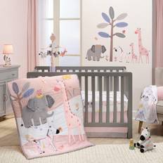 Cotton Bed Set Lambs & Ivy Jazzy Jungle Safari Animals Pink Baby Crib Bedding