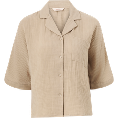 Beige - Women Shirts Only Cheesecloth Button Down Shirt Co-Ord - Beige