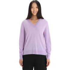 Icebreaker Tröjor Icebreaker Women's Wilcox Long Sleeve V Sweater, XS, Purple Gaze