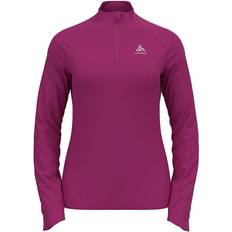 Purple - Women Base Layers Odlo Women's Carve Light Zip Longsleeve - Festival Fuchsia