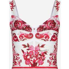 Dolce & Gabbana Majolica-print marquisette bustier top