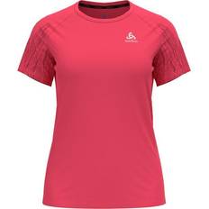 Pink Base Layer Tops Odlo Damen Essential Print Kurzarm Laufshirt