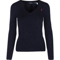 Polo Ralph Lauren Cable-Knit Wool-Cashmere V-Neck Sweater - Blue