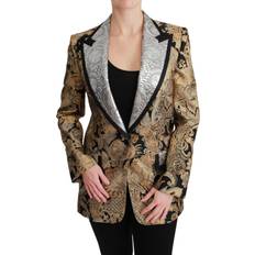 Gold - Woman Blazers Dolce & Gabbana Black Gold Jacquard Blazer Women's Jacket