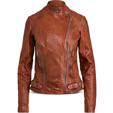 Clothing Lauren Ralph Lauren Womens Brown Pocketed Motorcycle Jacket