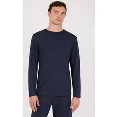 Sunspel T-shirts Sunspel Men's Long Sleeve Lounge T-Shirt - Navy