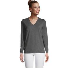 Lands' End Women T-shirts Lands' End Women Relaxed Supima Cotton Long Sleeve V-Neck T-Shirt